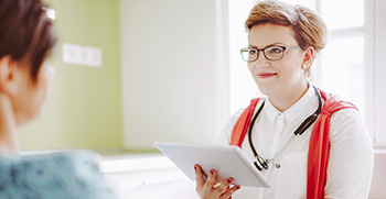 An administrator reviewing their options for buying new healthcare IT software