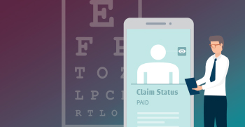 A graphic of a phone showing claim status